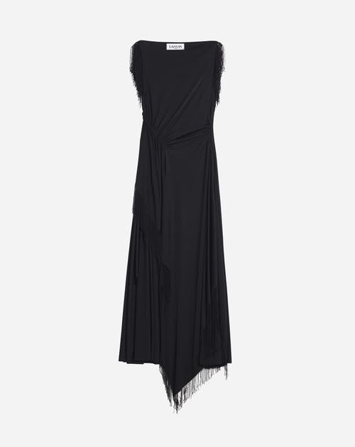 Lanvin Embroidered-detailing Midi Dress In Black