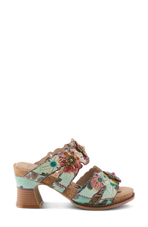 L'artiste By Spring Step Radiating Sandal In Mint Green Multi