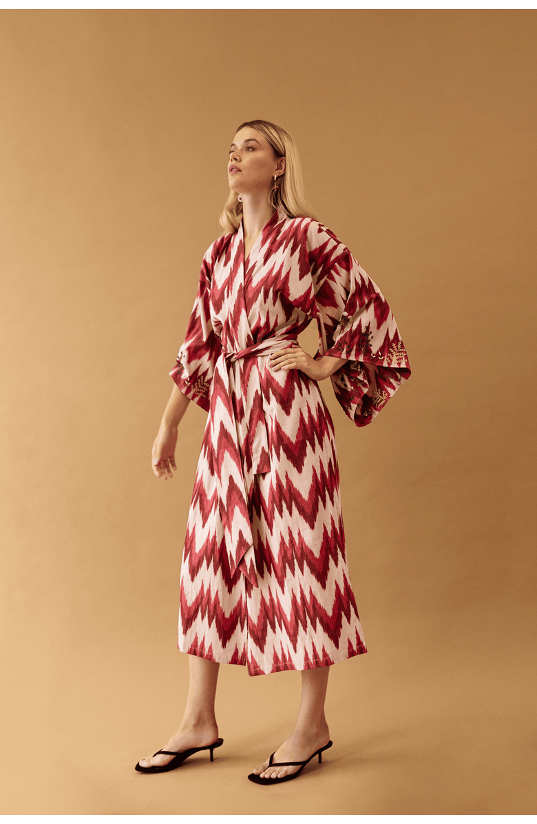 GUADALUPE DESIGN Anisa Ikat Kimono, Alternate, color, Pink