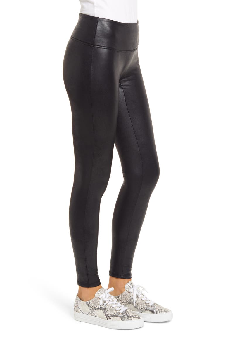 Jeans Faux Leather Leggings, Alternate, color, BLACK