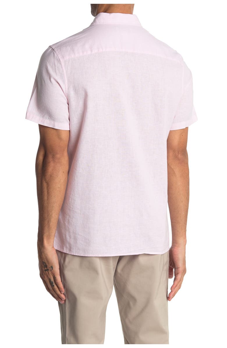 Calvin Klein Short Sleeve Stretch Linen Shirt, Alternate, color,