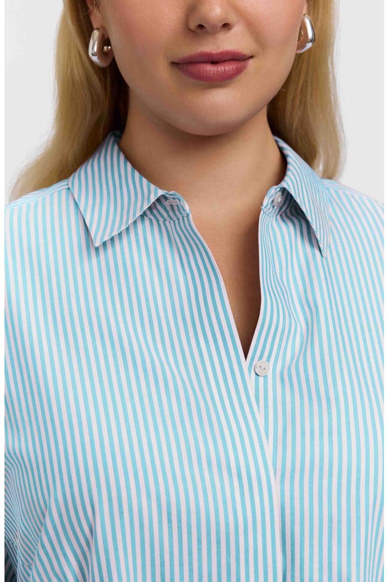 Cici Stripe Cotton Tunic Blouse, Alternate, color, CAPRI BLUE/ WHITE