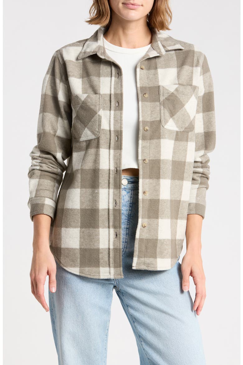 Plaid Jacquard Knit Shacket, Main, color, SMOKED GREEN