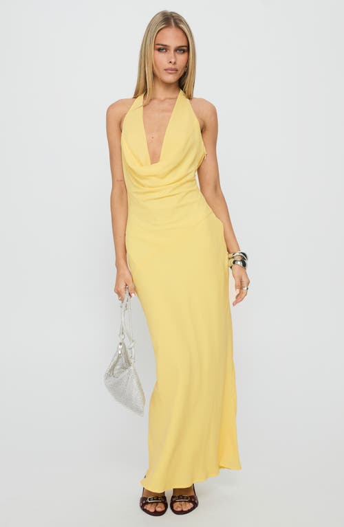 Princess Polly Ocean Boulevard Plunge Halter Neck Maxi Dress In Yellow