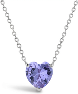 In Season Jewelry Prong CZ Birthstone Heart Necklace