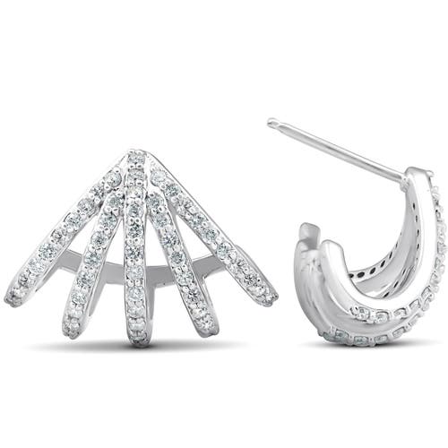 Bliss Diamond 1 Ct Diamond Burst Studs Womens Huggie Earrings 14k Gold Lab Grown In 14k White Gold