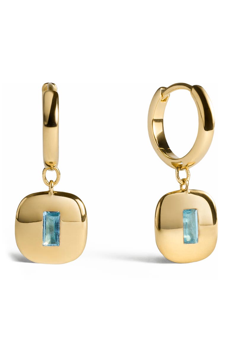 Small Gemdrop Hoop Earrings, Main, color, 18K GOLD VERMEIL / BLUE TOPAZ