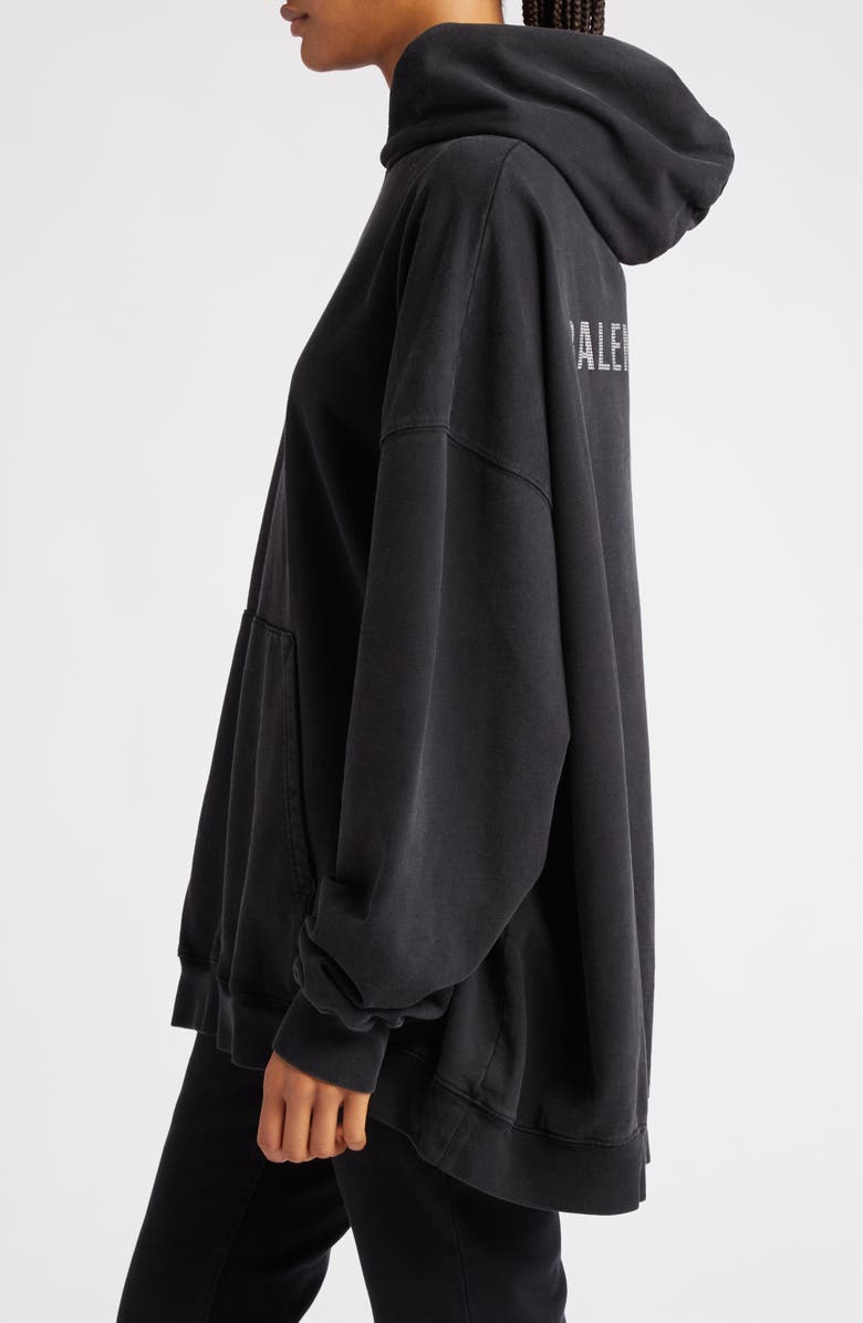 Balenciaga Campaign Oversize Embellished Logo Cotton Hoodie, Alternate, color, 