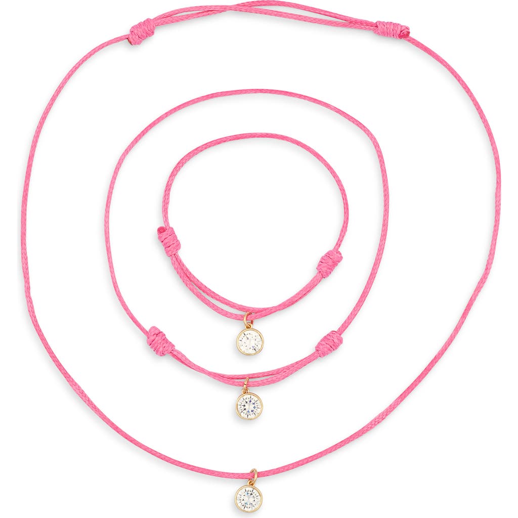 Leith Cubic Zirconia Cord Necklace, Bracelet & Anklet Set In Multi