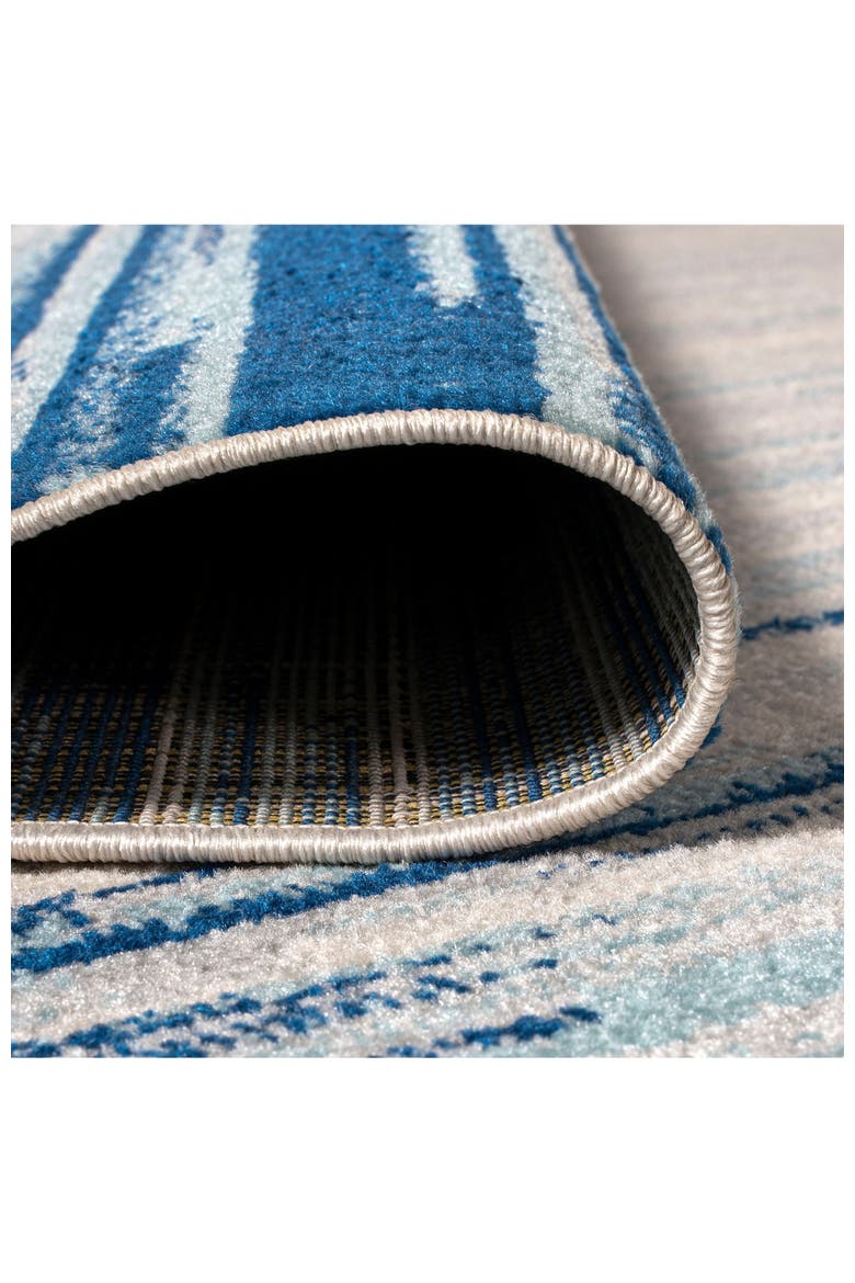 Linear Modern Half-Stripe Area Rug, Alternate, color, Blue/Cream
