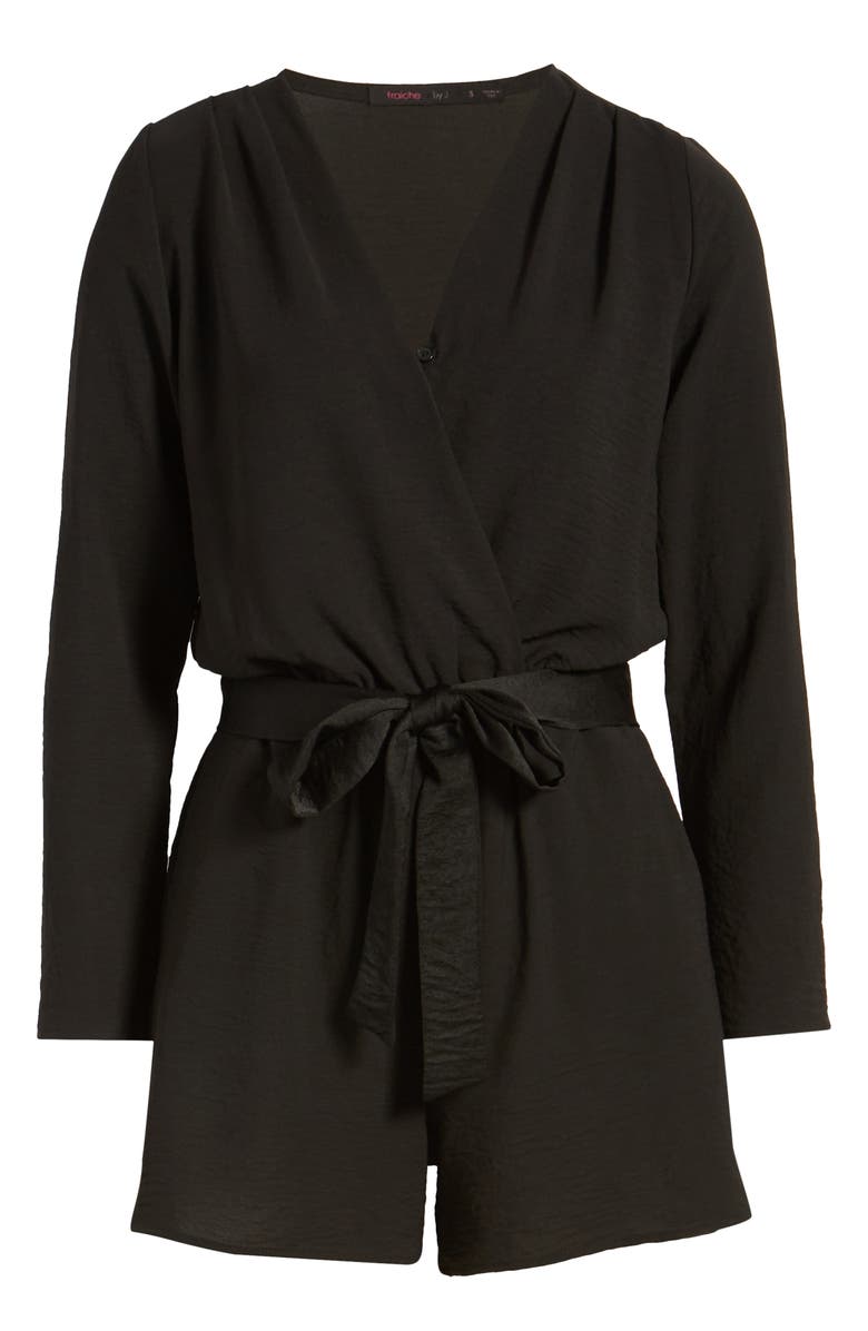 Fraiche by J Tie Waist Satin Romper, Alternate, color,