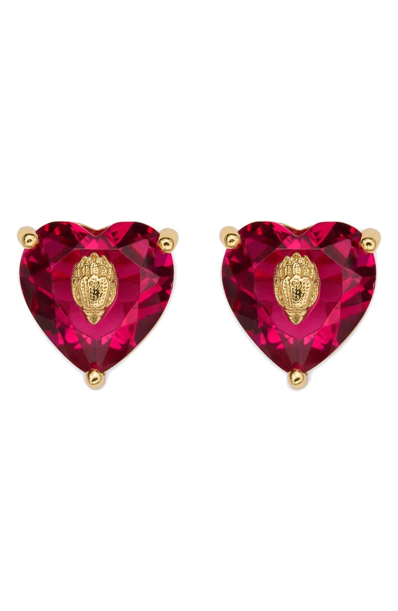Kurt Geiger London Crystal Heart Stud Earrings, Main, color, Gold/ Pink