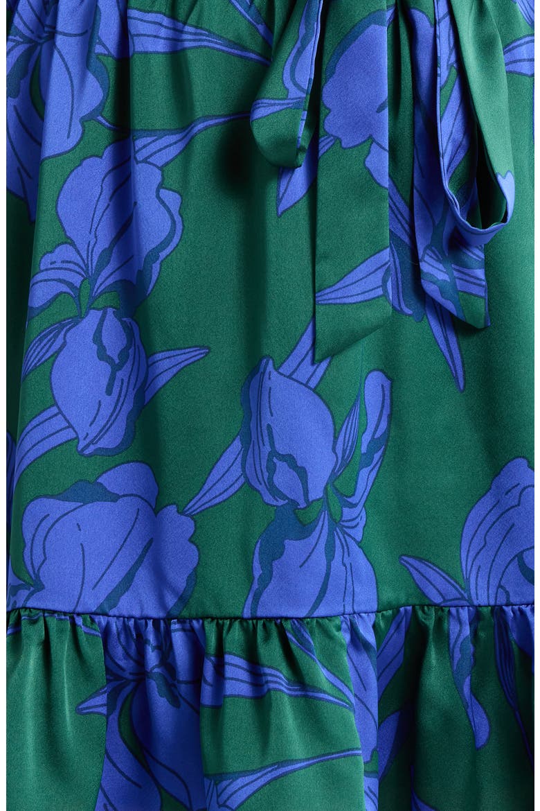 Busbee Floral Sevilla Satin Long Sleeve Dress, Alternate, color, EMERALD-MULTI