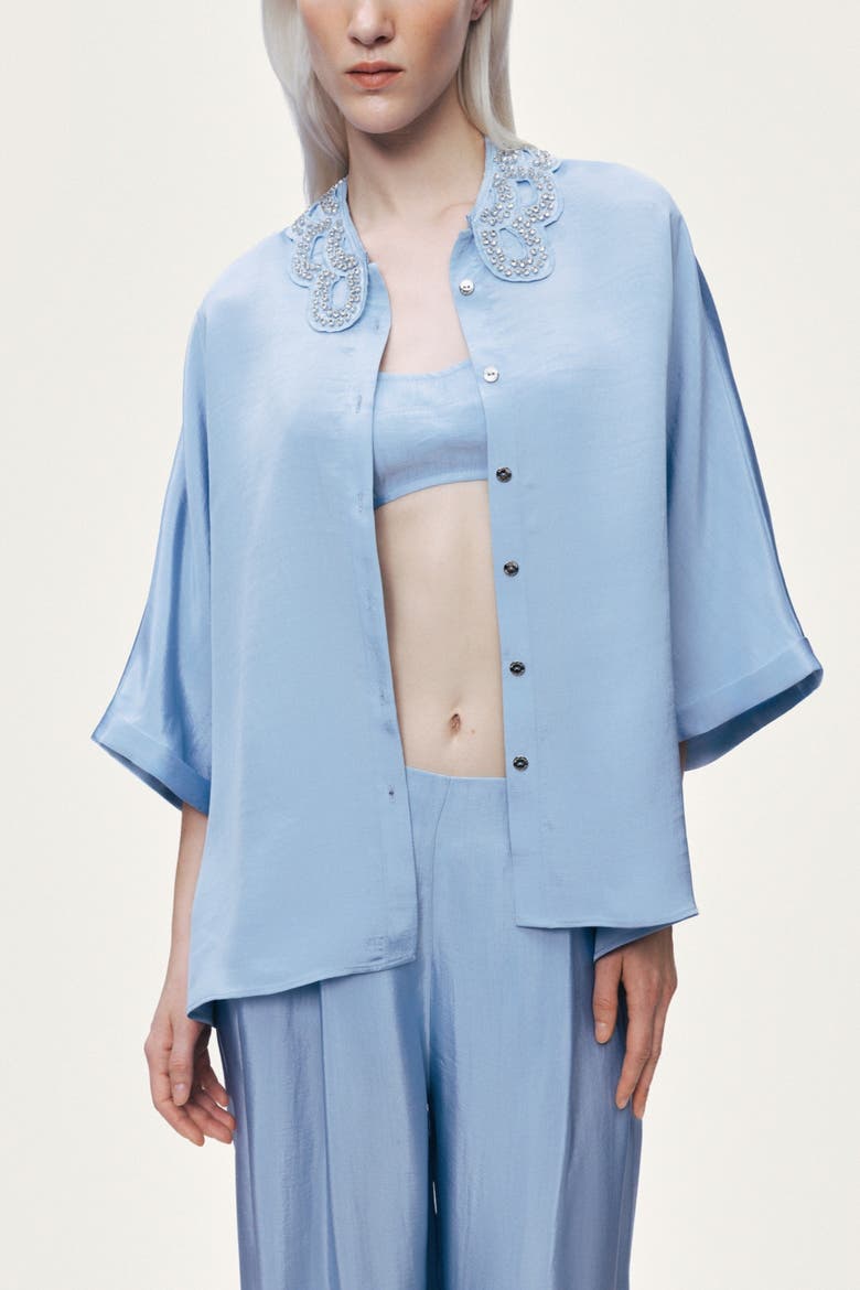 Accessory Collar Detail Shirt, Alternate, color, Blue