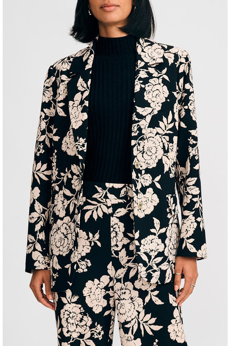 Floral Jacket, Main, color, BLACK/ IVORY