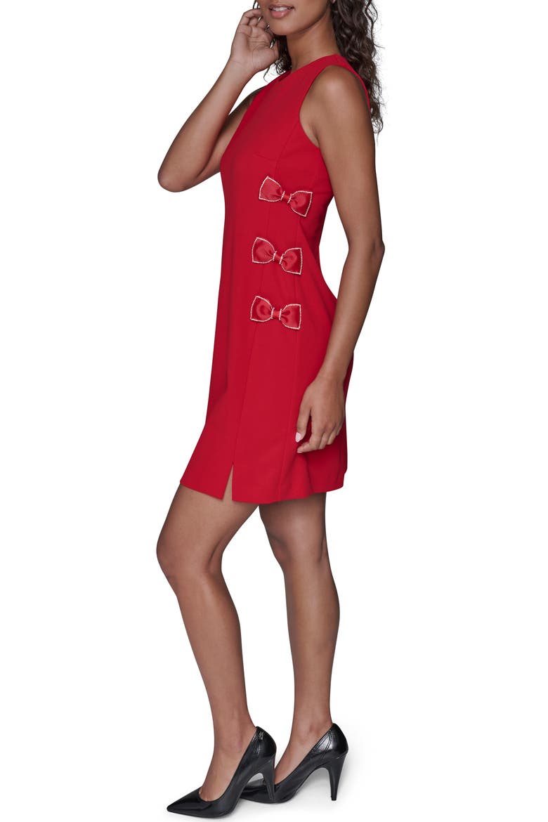 Rhinestone Bow Scuba Sheath Dress, Alternate, color, ADMIRAL RED