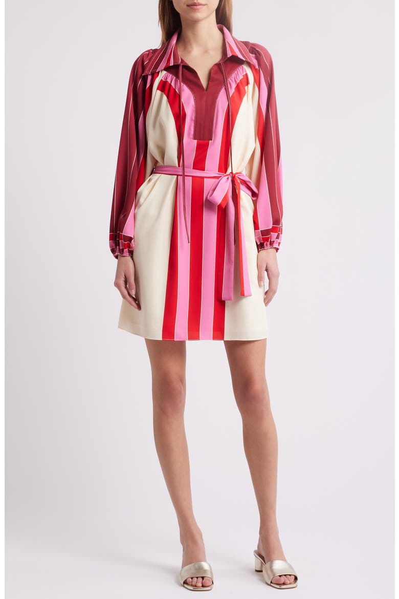 Elisa Long Sleeve Minidress, Main, color, RED MULTI