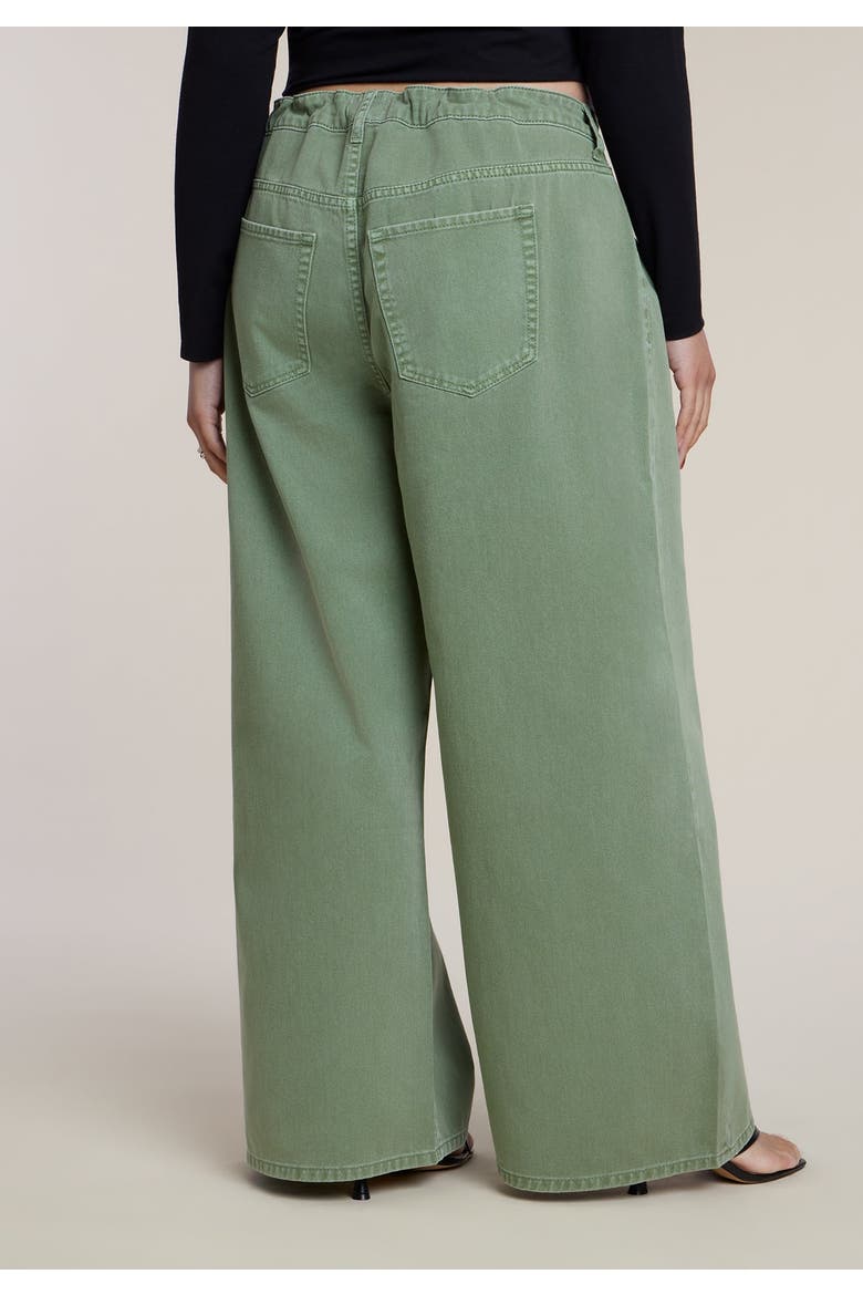 Drawstring Waist Lightweight Wide Leg Jean, Alternate, color, OIL GREEN