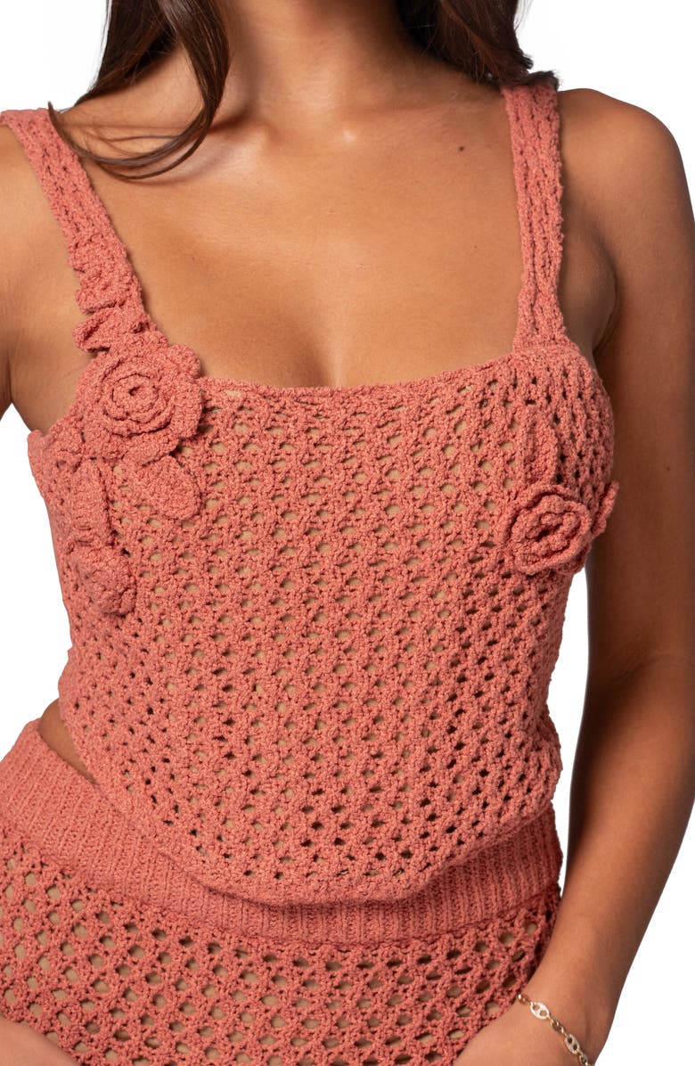 JLUXLABEL Beachside Crochet Tank, Alternate, color, Orange