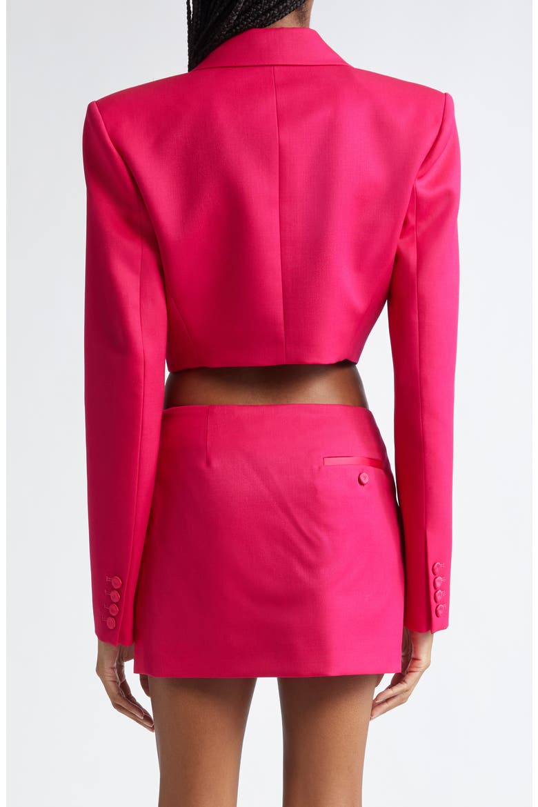 Floral Corsage Crop Wool Blazer, Alternate, color, RASPBERRY