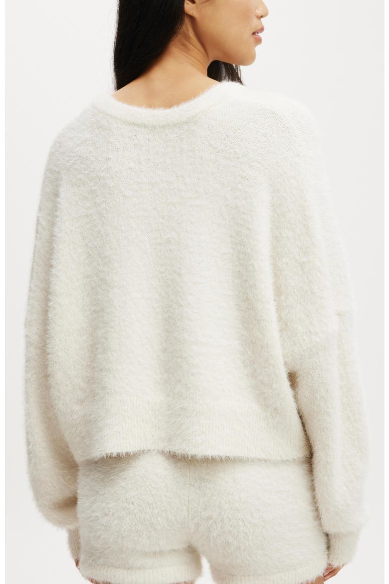 Women's Novelty Knitted Jumper, Alternate, color, Coconut Milk Fluffy