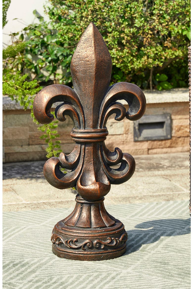 27.25"H MGO Standing Fleur De Lis French Holiness Garden Statue, Alternate, color, Brown