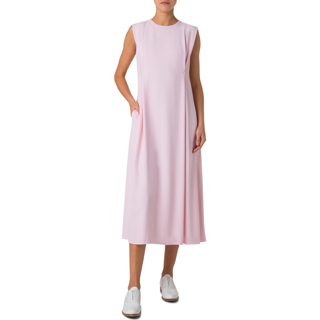 Akris Pleated Crepe Midi Dress In Blush