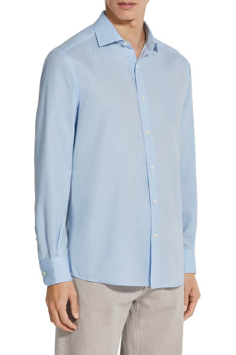 Cashco Cotton & Cashmere Button-Up Shirt, Main, color, GHIACCIO