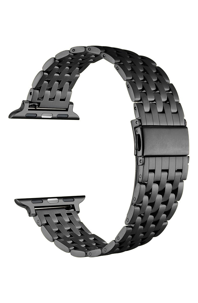 The Posh Tech Remy Stainless Steel Apple Watch<sup>®</sup> Watchband, Alternate, color, Black