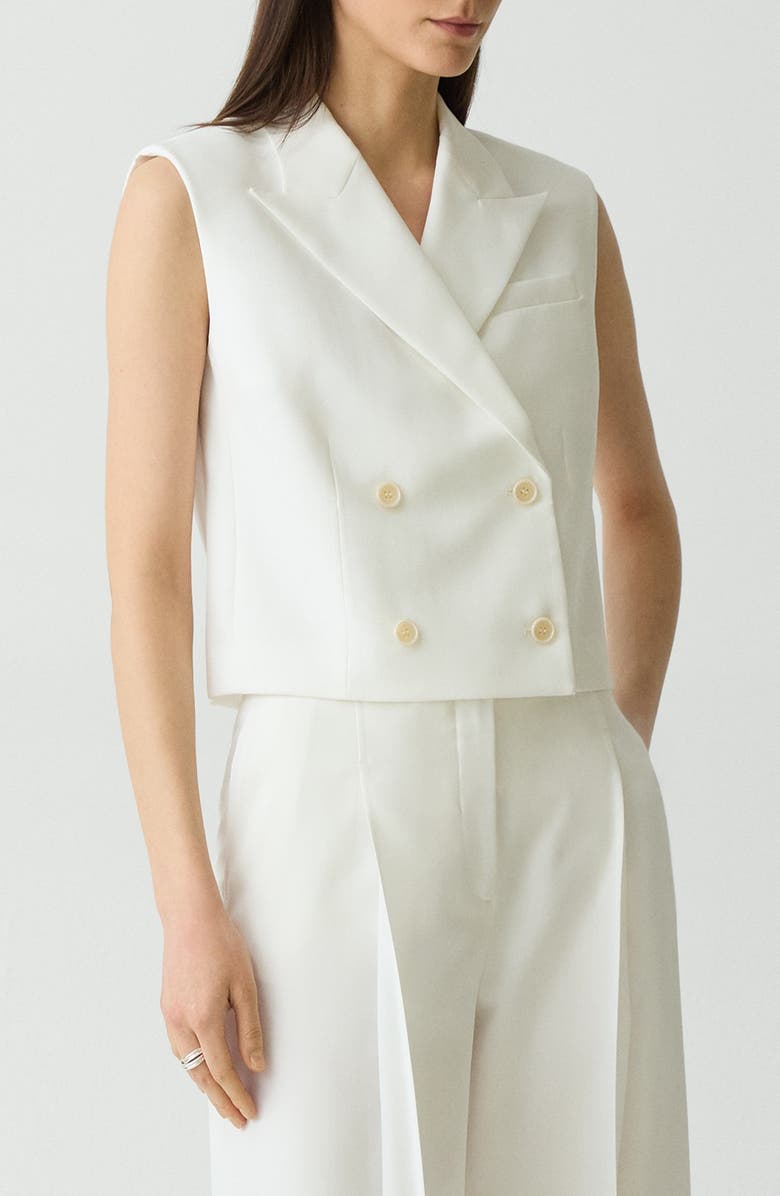 Theory Double Breasted Crop Vest, Alternate, color, Ivory