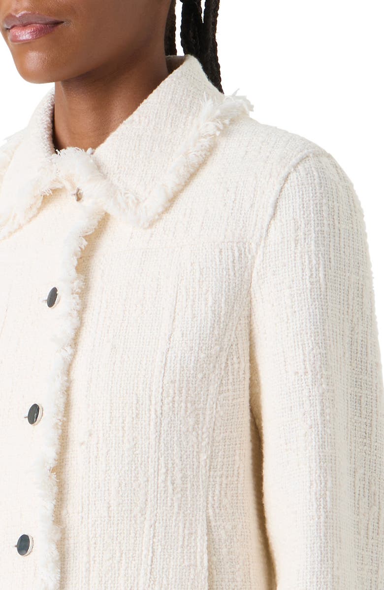 Akris punto Fringe Cotton Blend Tweed Jacket, Alternate, color, Cream