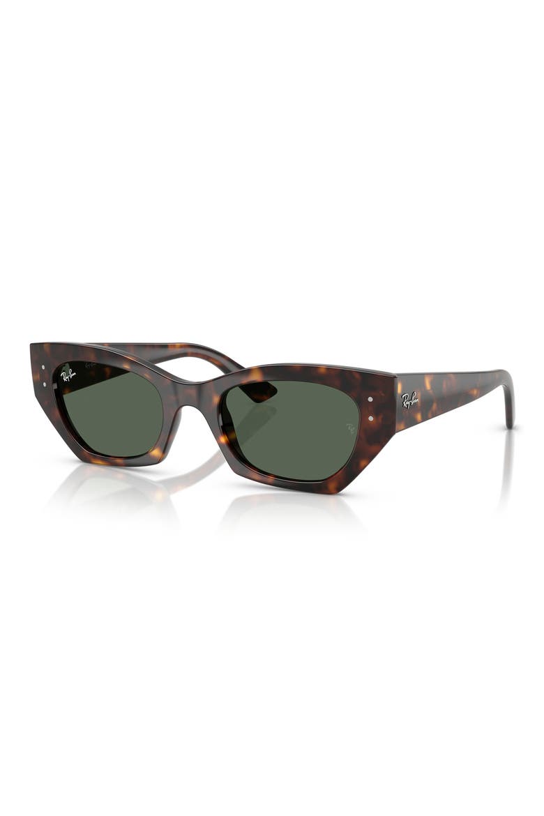 Zena 52mm Geometric Sunglasses, Alternate, color, HAVANA / DARK GREEN
