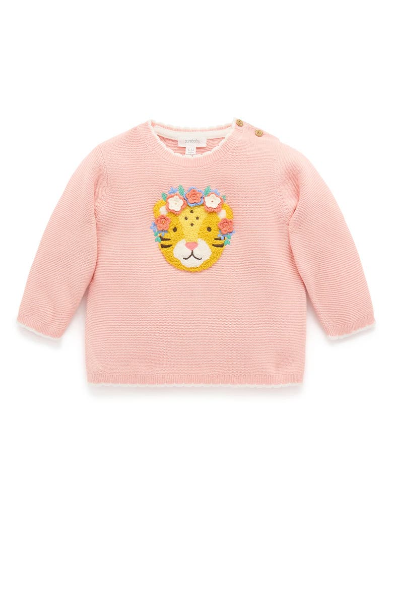Embroidered Frida Knit Sweater, Main, color, Guava Melange
