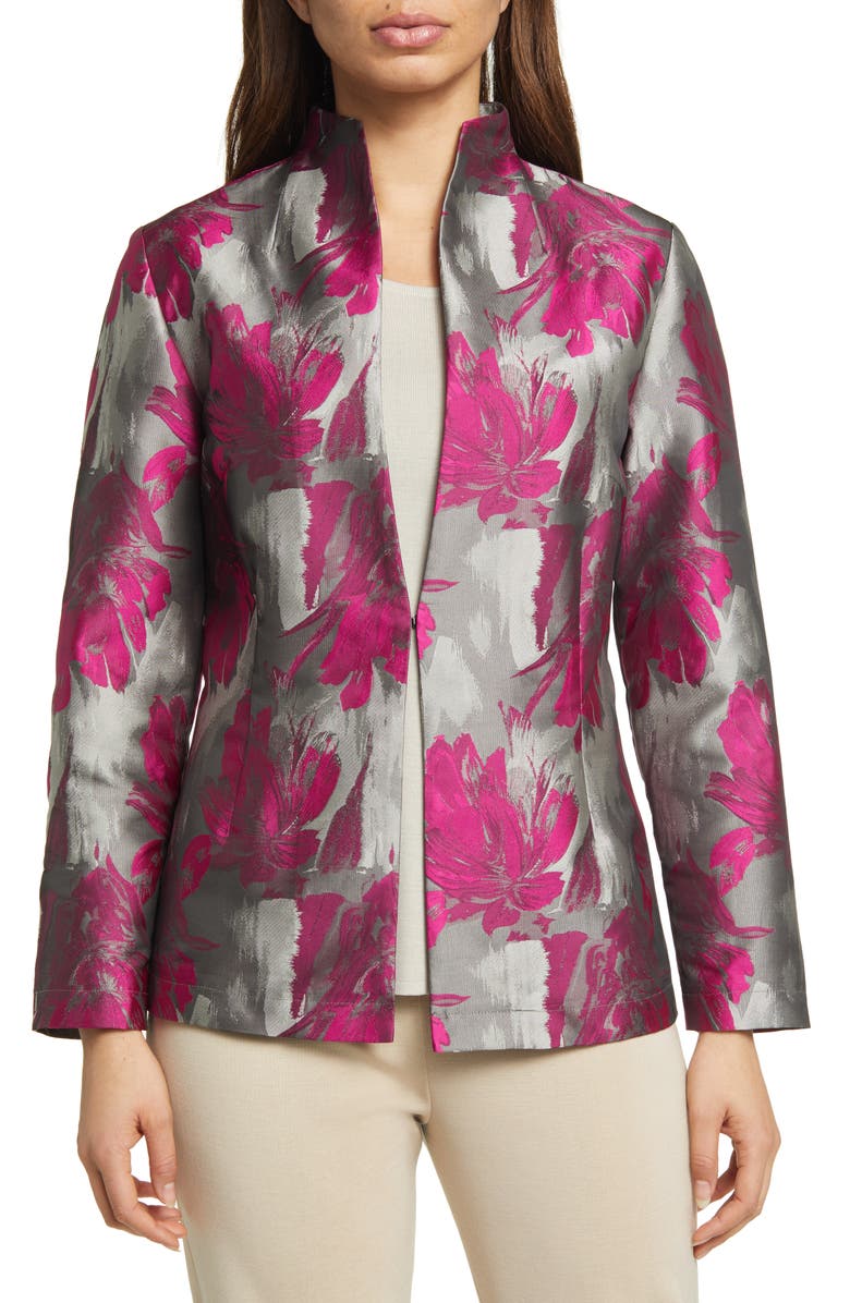 Misook Floral Jacquard Jacket, Main, color, 