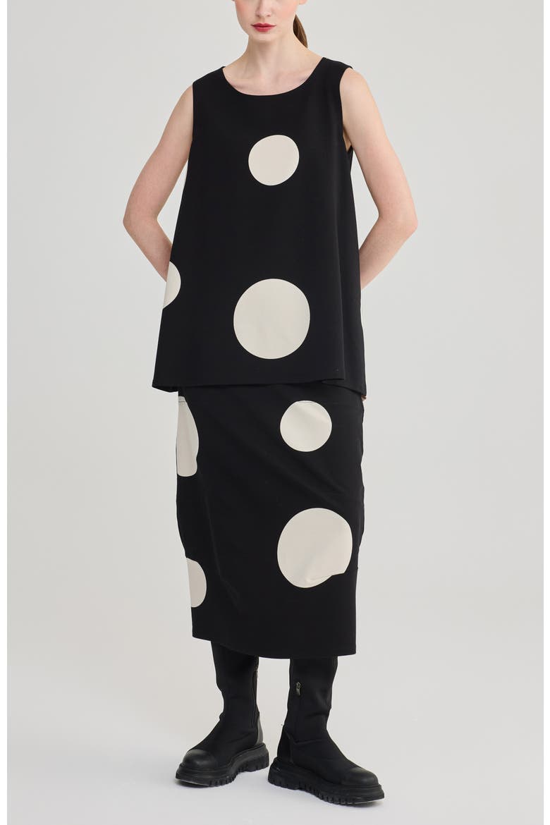 Signe Printed Cotton Jersey Midi Skirt, Alternate, color, Polka Dots