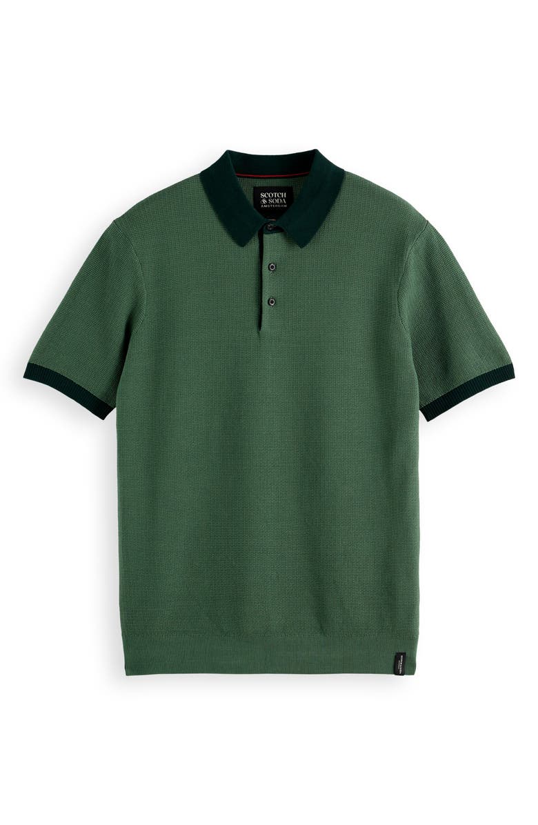 Scotch & Soda Textured Cotton Knit Polo, Alternate, color, Sage Green