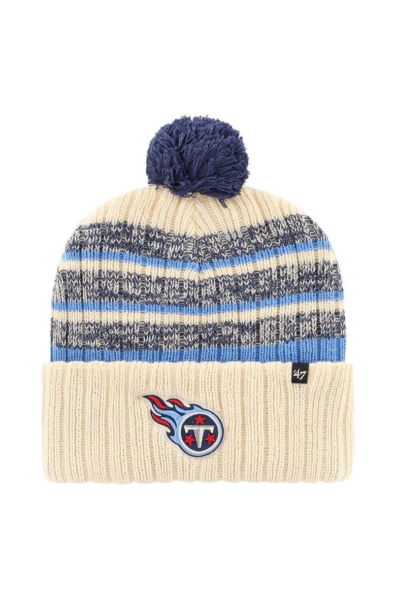 Men's '47  Cream Tennessee Titans  Tavern Cuffed Knit Hat with Pom, Main, color, Cream