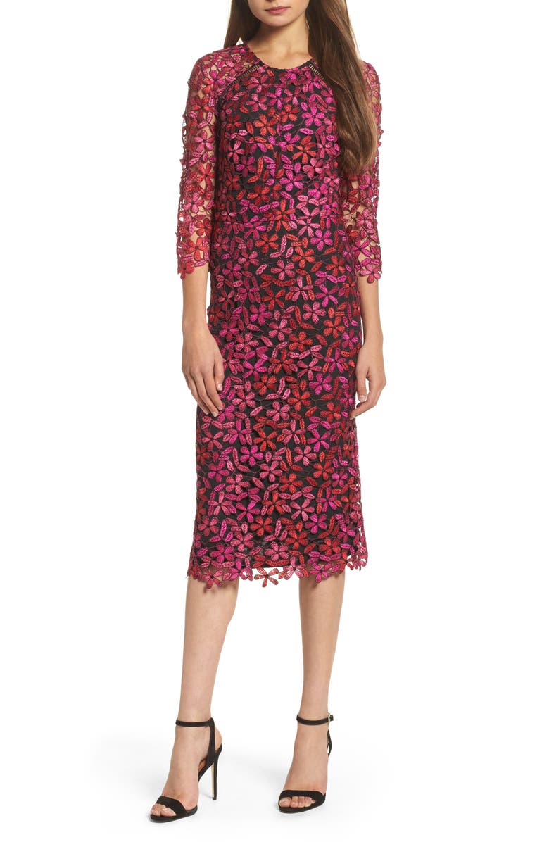 Shoshanna Floral Lace Sheath Dress, Main, color,