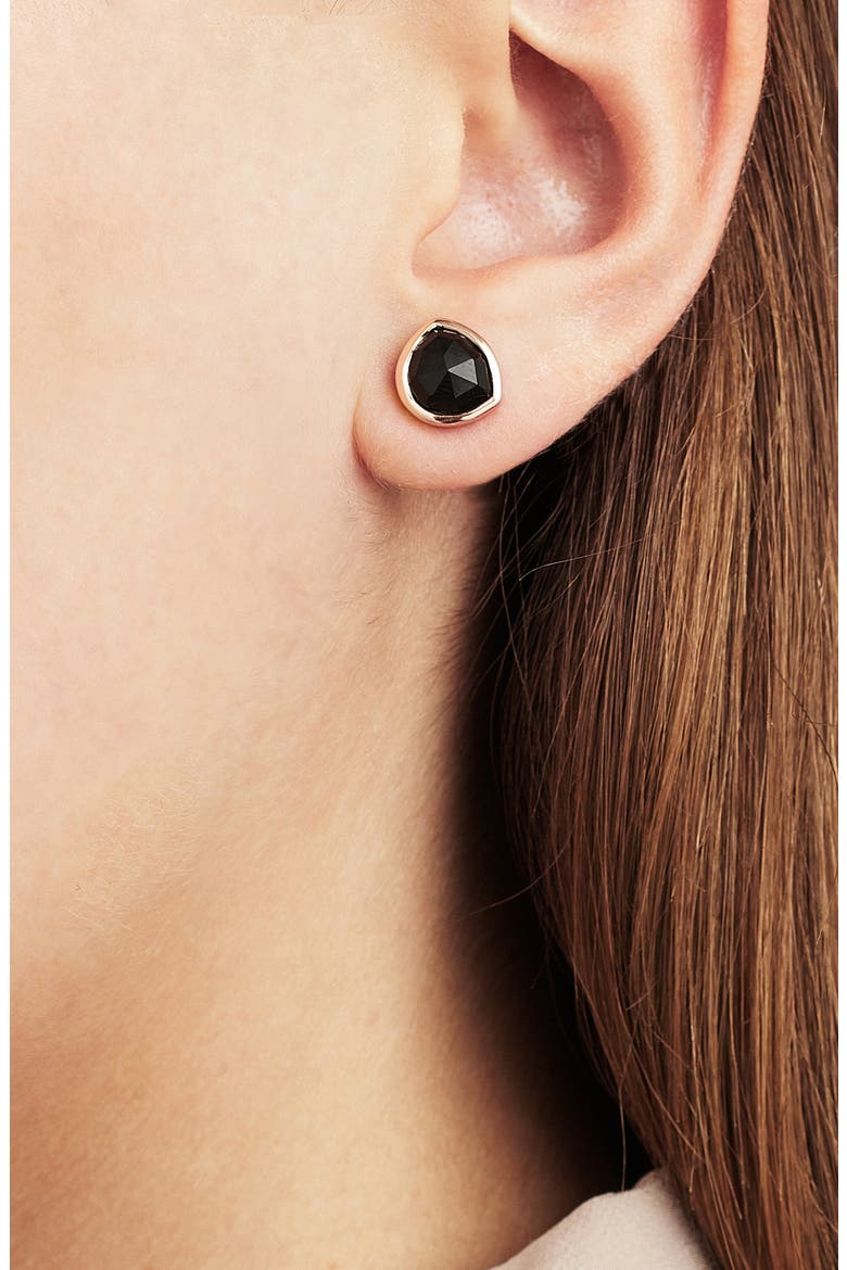 MV Siren™ Stone Stud Earrings, Alternate, color, BLACK ONYX/ ROSE GOLD