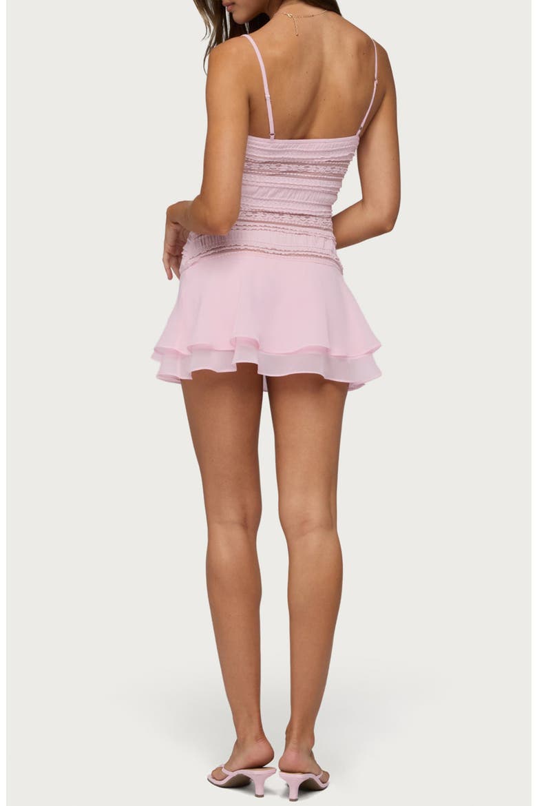Marcia Chiffon & Lace Minidress, Alternate, color, PINK