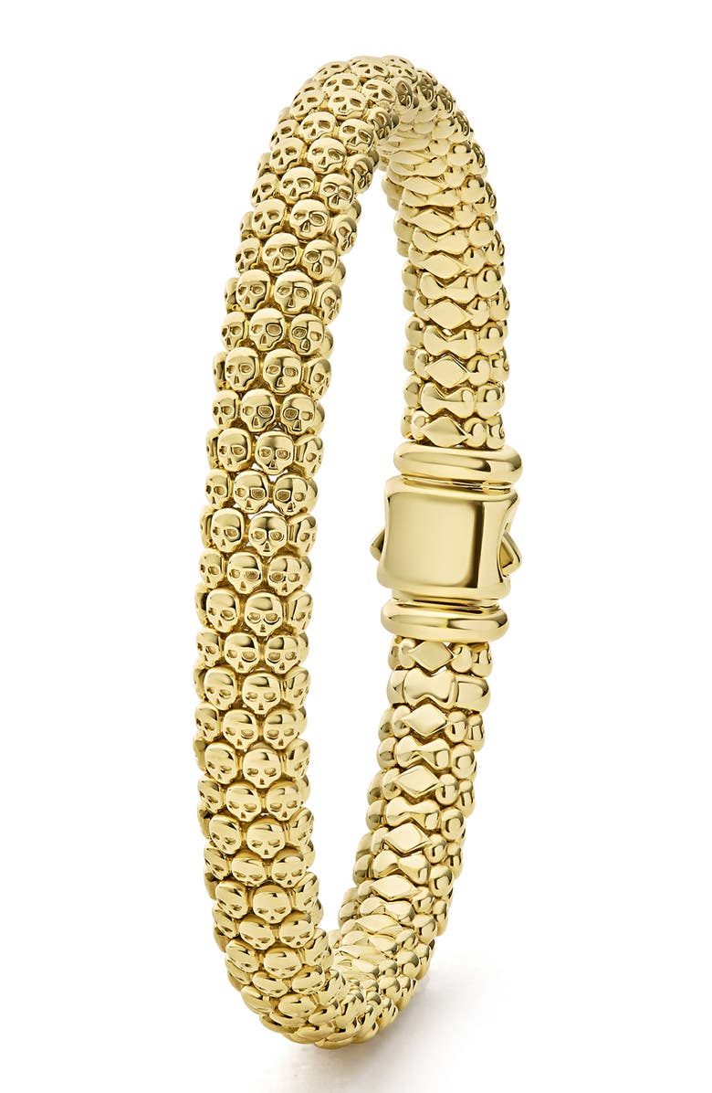 LAGOS Men's Anthem Caviar Skull Bracelet, Alternate, color, Gold