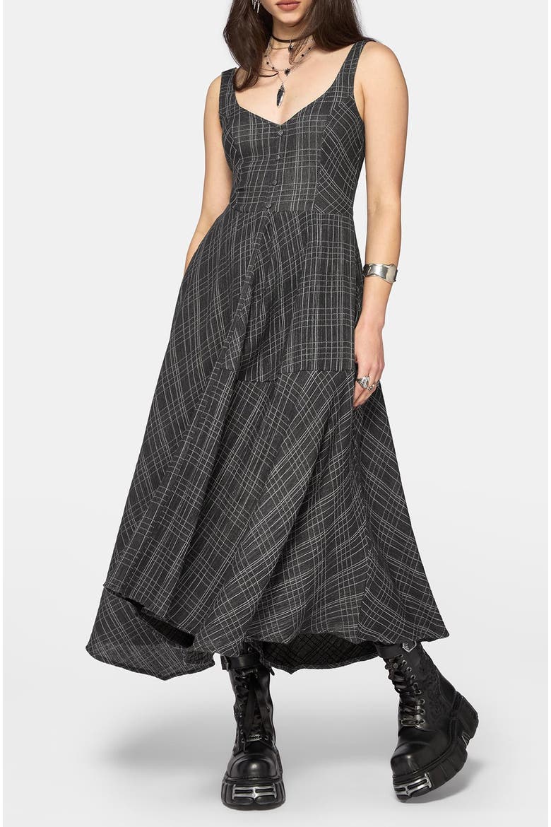 Caledon Check Gauze Maxi Dress, Alternate, color, Black