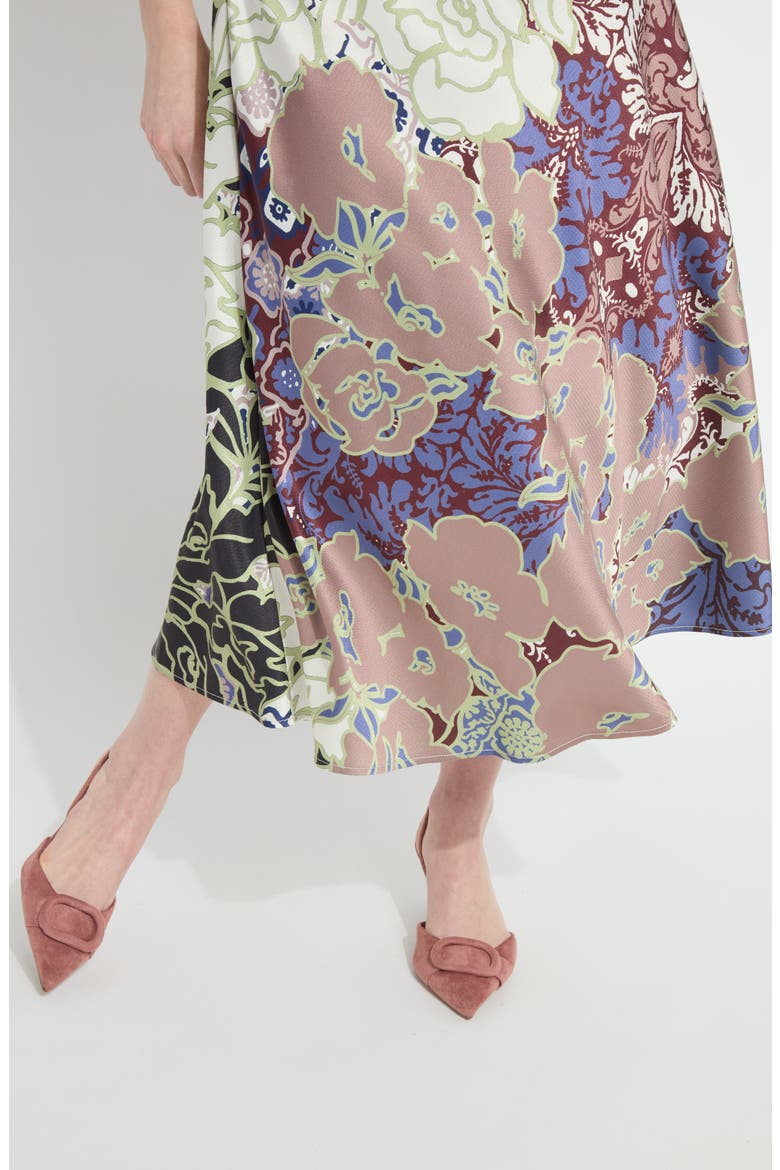 Flora Mock Neck Bias Cut Midi Dress, Alternate, color, ANTIQUE GARDEN