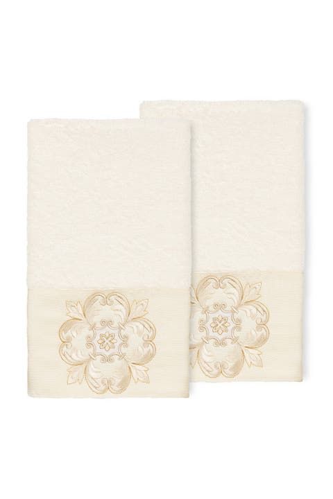 Alyssa Embellished Hand Towel - Set of 2 - Cream