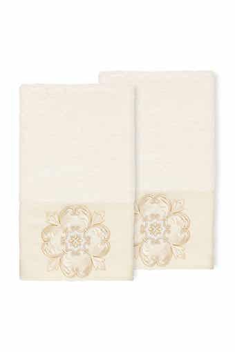 Linum Home Textiles Alyssa Embellished Hand Towel - Set of 2 - Cream