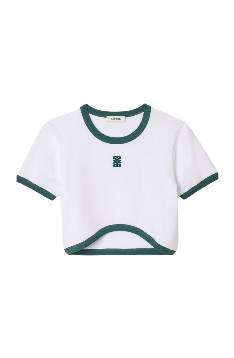 SANDRO Two-tone cropped T-shirt, Alternate, color, White