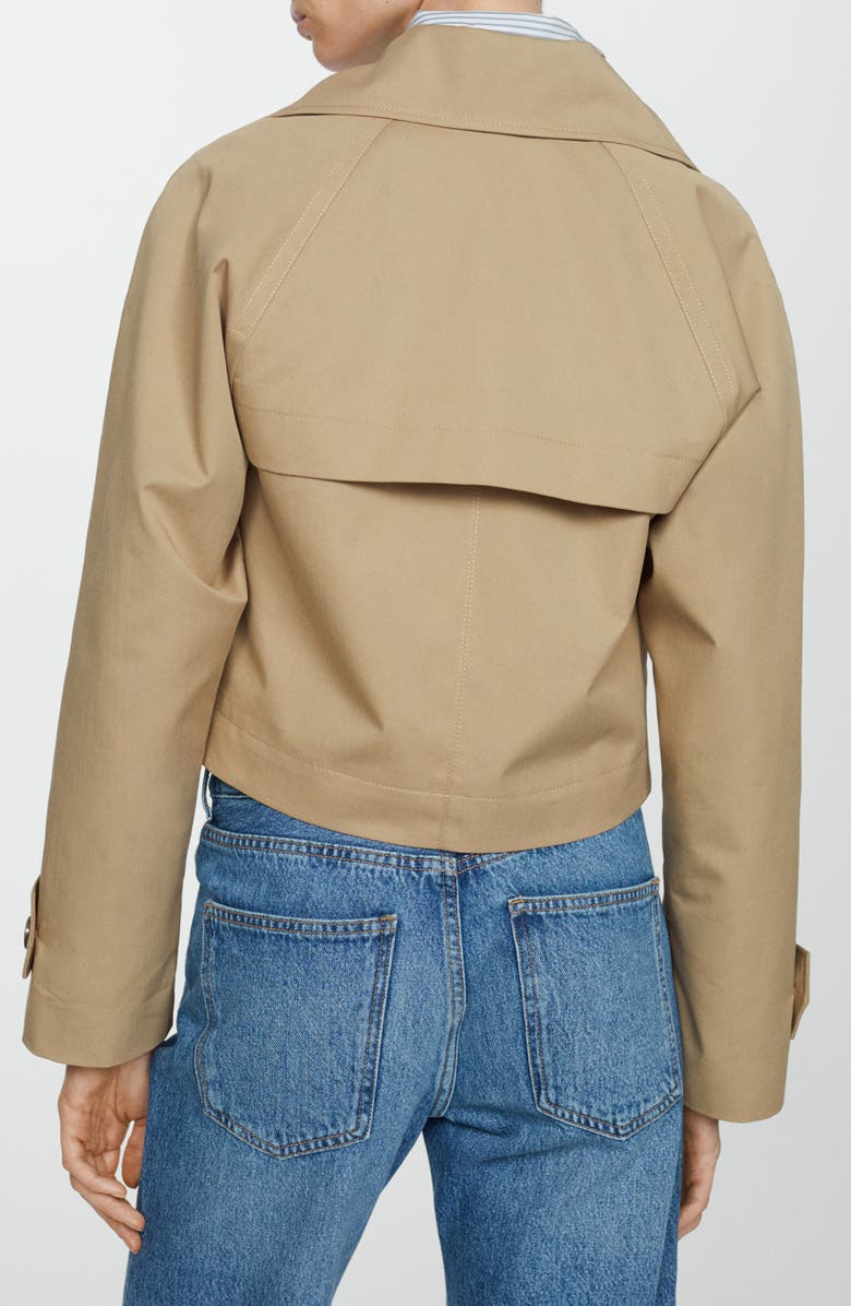 MANGO Double Breasted Crop Trench Coat, Alternate, color, 