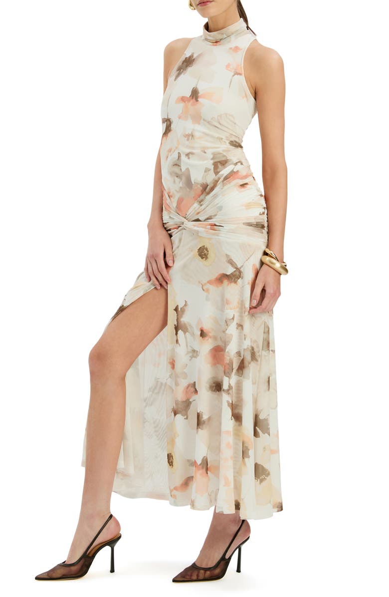 Bardot Leanna Floral Mesh Maxi Dress, Alternate, color, Ivory Floral