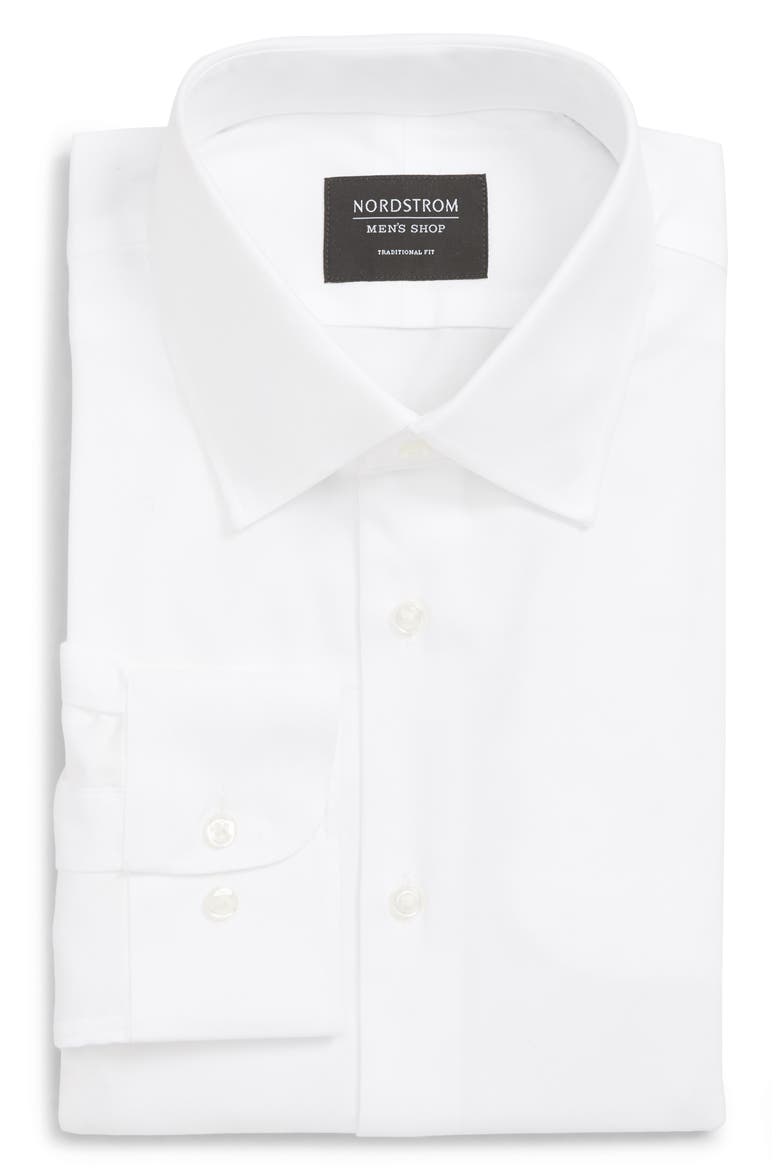 Traditional Fit Solid Dress Shirt, Alternate, color, WHITE