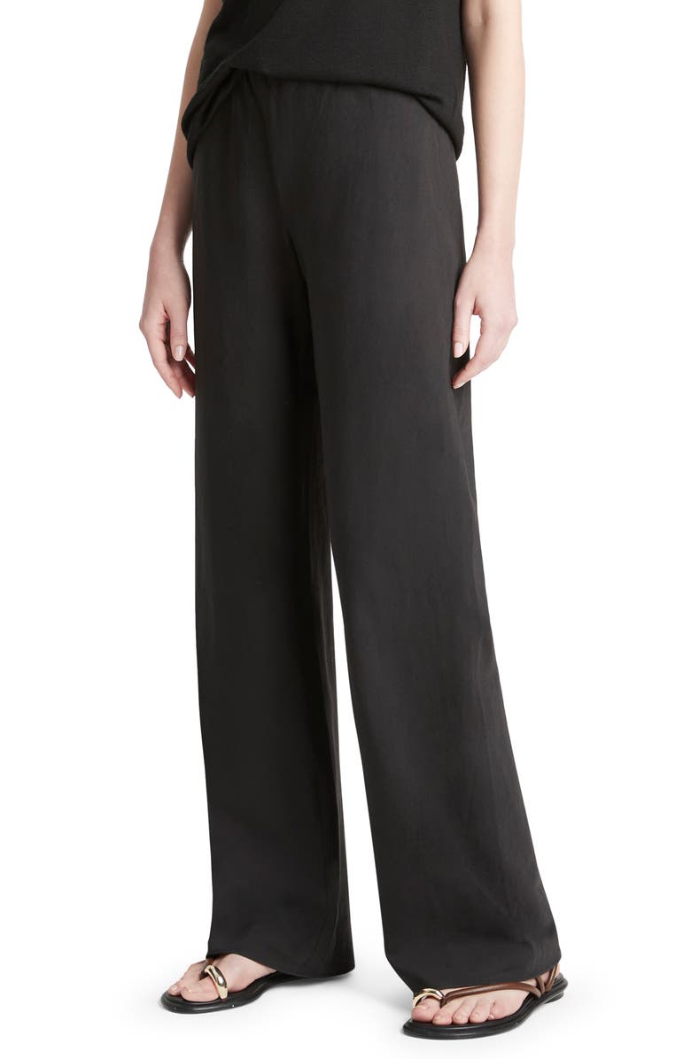 Vince Cotton Blend Wide Leg Pants, Alternate, color, Black